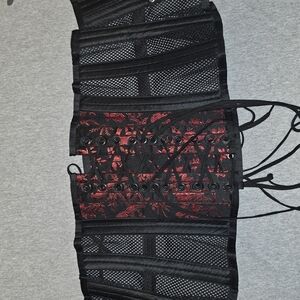 Black and Red Lace-Up Corset